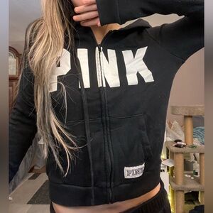 PINK Victoria's Secret Black Zip-Up Hoodie